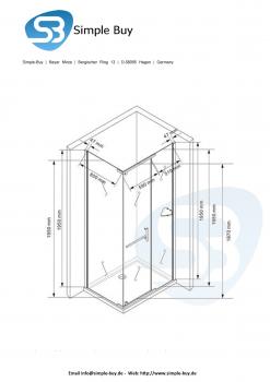 Glas ConCept 24 - Eck Duschkabine Dusche Milchglas Frost Satiniert"Detroit" - H 195cm- ESG Sicherheitsglas 8mm (120x90x195cm)